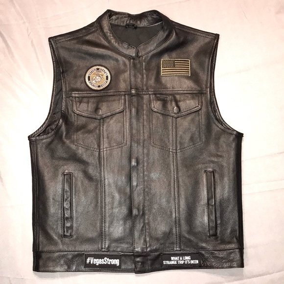 Street & Steel Redwood Leather Vest, XL, New with patches! - Picture 2 of 15
